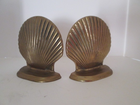Pair of Brass Clam Shell Bookends