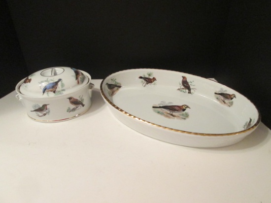Louis Lourioux "Le Faune" Songbird Motif Fireproof Porcelain Bakeware