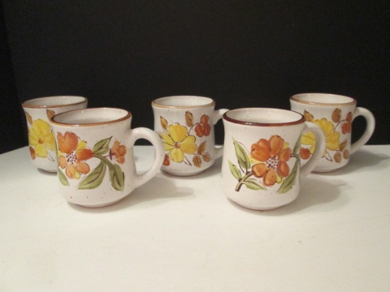 Five Midcentury Stonecrest Pottery Mugs