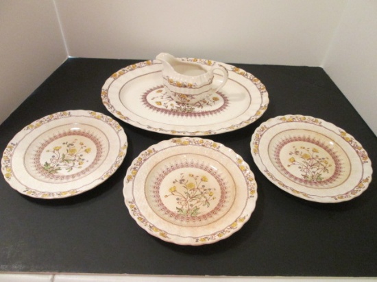 Vintage Spode "Buttercup" Ironstone Creamer, Plates and Platter