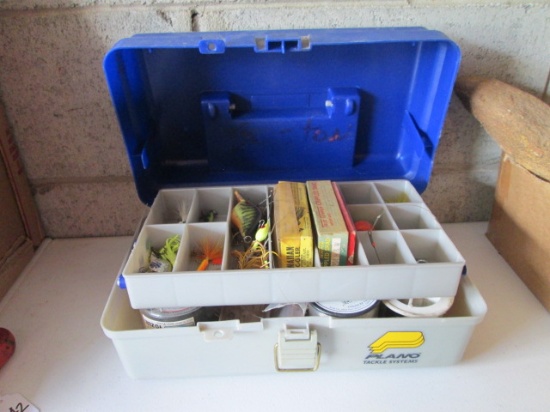 Plano Tackle Systems 13" Tackle Box with Lurs, Hooks, Bobbers, etc.