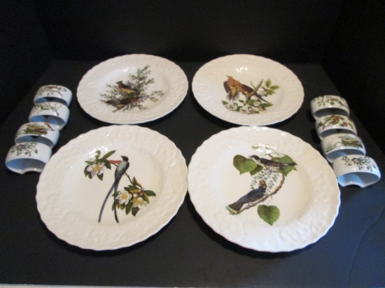 Eight Portmeirion "Birds of Britan" Napkin Rings and Four Alfred Meakin "Birds of America"