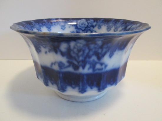 Antique Flow Blue Ironstone Footed Centerpiece Bowl