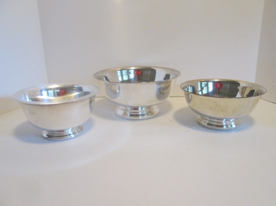 Three Silverplated Revere Bowls