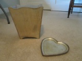 Vietri Italian Florentine Style Heart Form Vanity Tray and Waste Can