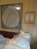 Custom Shadow Box Framed and Mounted 1970s Bridal Veil, Wedding Portrait with Veil