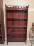 Bead Board Back Bookcase with Spindle Galley Rail