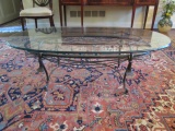 Hollywood Regency Style Glass Top Wrought Iron Coffee Table