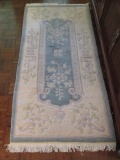 Sculpted Ivory/Blue Floral Wool Area Rug