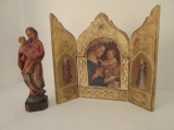 Hand Carved Stoclet Madonna and Florentine Triptych Madonna Praying with Children