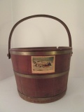 Metal Banded Wood Bucket with Bent Wood Handle