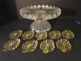 Vintage Daisy and Button and Amber/Yellow Panels Cake/Dessert Pedestal and