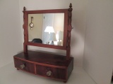 Antique Mahogany Bowfront Shaving Mirror Stand