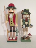 Handpainted Fisherman and Bird Watcher Nut Crackers