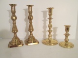 Two Baldwin Brass Candle Sticks and Pair of Brass Candlesticks