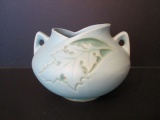 Vintage Roseville Pottery Silhouette Oak Leaf Turquoise Vase