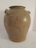 Vintage Glazed Stoneware Storage Jug with Applied Tab Handles