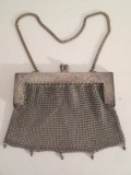 Antique German Silver Metal Mesh Evening Bag