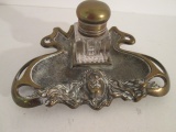 Antique Circa 1885 Bronze Art Nouveau Inkwell Stand