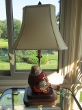 Glazed Songbird Candlestick Table Lamp