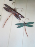 Two Patina Finish Metal Dragonfly Copper Wall Art
