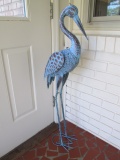 Patina Finish Metal Heron Yard Art