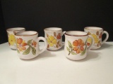 Five Midcentury Stonecrest Pottery Mugs