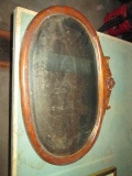 Antique Victorian Carved Oak Beveled Mirror