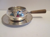 Wood Handle Sterling Sauce Boat with Sterling Underplate