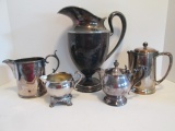 Vintage Silverplated Pitcher, Teapot and Creamers