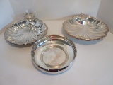 Silverplated Shell Shape Chip 'n Dip, Shell Shape Dish and Round Serving Bowl