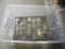 Tote with Lid and 26 Drawer Organizer Full of Screws, Nails, Brackets, Misc.