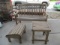 Matching Wood Bench, Table, and Footstool.