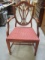 Vintage Shield Back Chair with Covered Seat, Not Fastened. Some Wear to Finish.