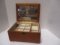 Wood Jewelry Chest with Key and Sliding Shelves.