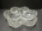 Looks Like Mikasa Crystal Divided Dish with Three Sections and Flowers on Edges.