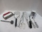 Box of Assorted Kitchen Gadgets, Potato Masher, Wisk, Magnetic Measuring Sup, Etc.