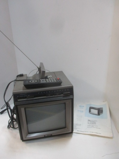 SR 3000 Series Portable 9'' Color TV with Remote. Powers On.