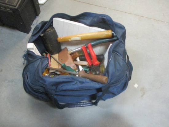 Tool Bag with Screwdrivers, Hammers, Hatcher, Snips, Etc.