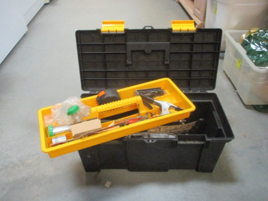 Tool Box with Tools,  Saw and Blades, Etc.