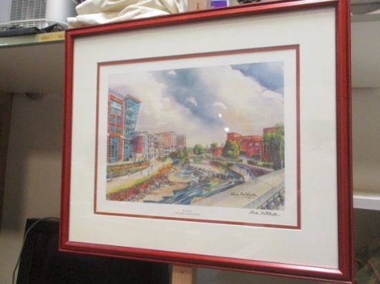 Downtown Greenville, River Place, Picture, Signed Dick Mitchell.