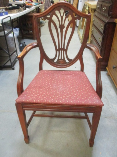 Vintage Shield Back Chair with Covered Seat, Not Fastened. Some Wear to Finish.