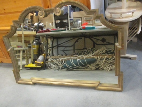 Carolina Mirror Company Large Scrolled Mirror, Brushed Gold.