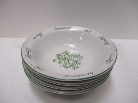 Four Treasures for the Table Stoneware Bowls , with Herb Pictures.