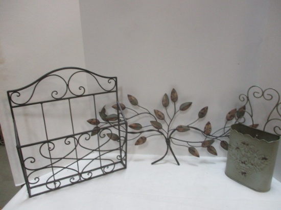 Decorative Hanging Metal Tree and Two Metal Hanging Brackets.