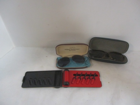 Vintage Clip on Sunglasses with Case and Prescription Sunglasses with Case.