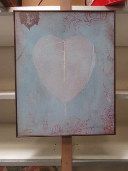 Framed Picture of Screened Leaf Pinks, Blues, White.