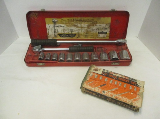 Vintage Fleet Quality Tools Socket Set. 3/8'' Drive and 1/4'' Drive Socket Set.