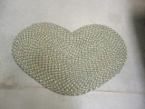 Heart Shaped Throw Rug, Olive and Tan.