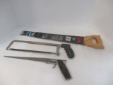 Double Edge Pruning Saw, Master Wood Cutting Saw, and Hacksaw.